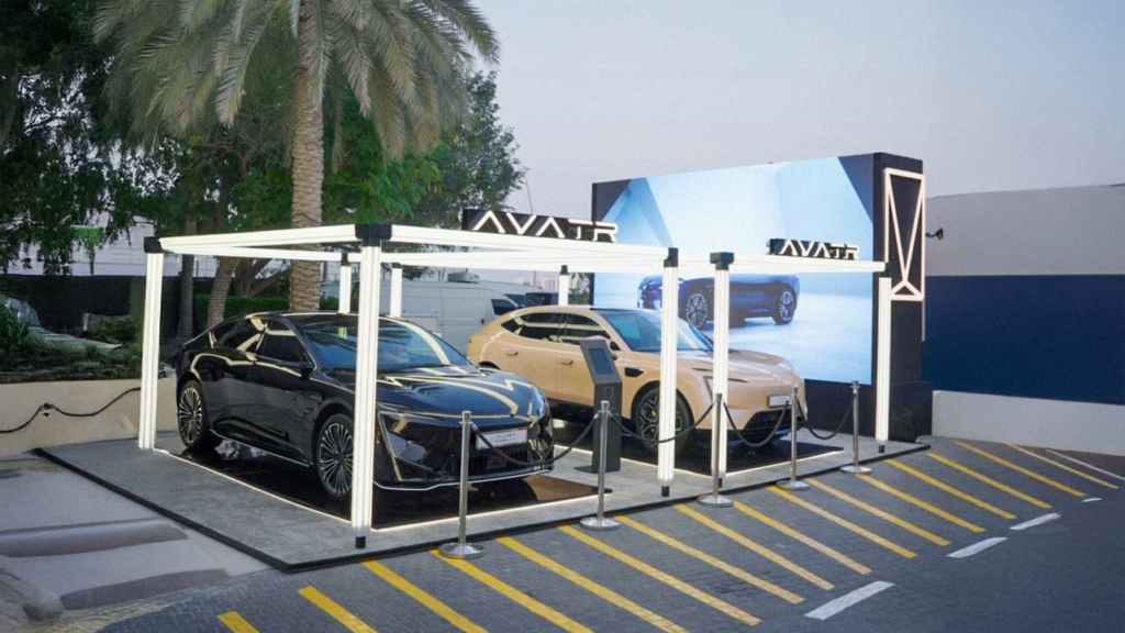 AVATR 11 SUV and AVATR 12 Gran Coupe on display at Abu Dhabi Formula 1 Grand Prix.